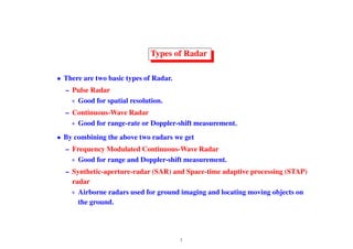 Comprehensive Lecture on Modern Radar Systems and FMCW Radar Design | PDF