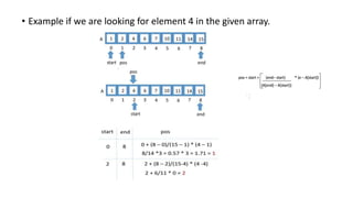 • Example if we are looking for element 4 in the given array.
 