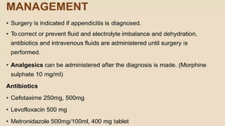 PRINCIPLES OF MANAGEMENT OF DISEASES OF APPENDIX INCLUDING APPENDICITIS ...