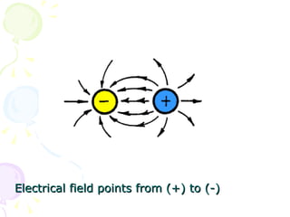 Electrical field points from (+) to (-) 