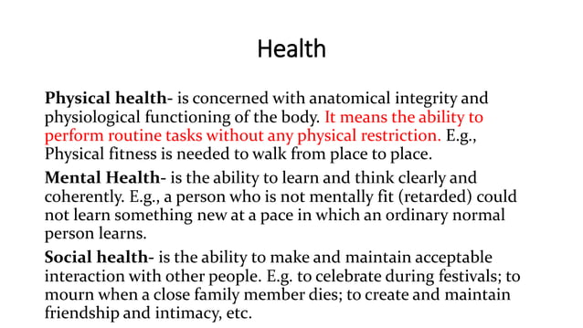 WHO definition: The world Health Organization (WHO) described health ...