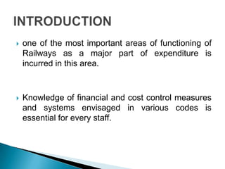 Lecture on financial and cost control in railway workshops | PPTX