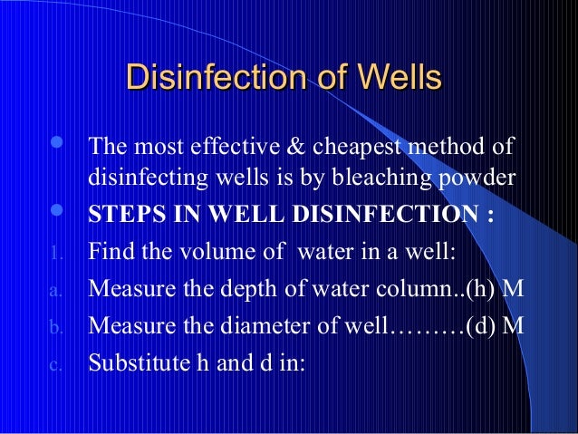 disinfecting a well
