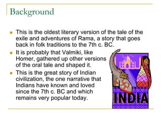 Lecture on ramayana (afro asian lit) | PPTX