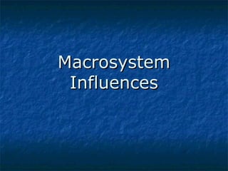 Macrosystem
Influences

 