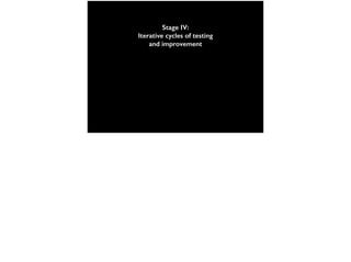 Stage IV:
Iterative cycles of testing
and improvement
 