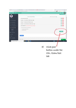 8) Click post
button under the
ODL Exam/test
tab