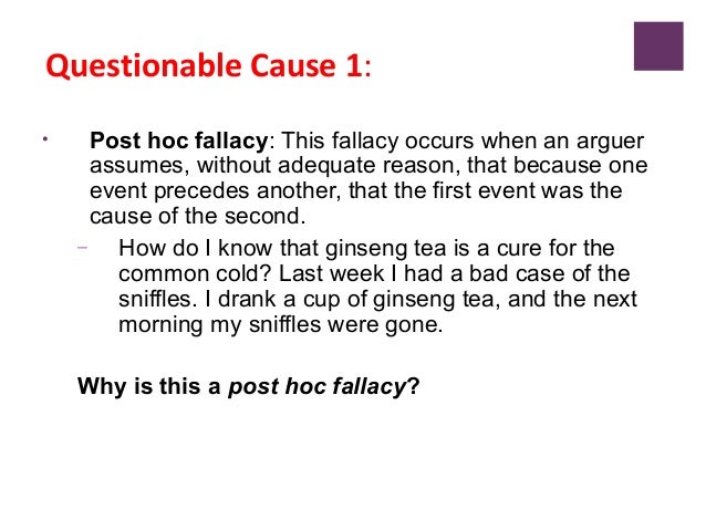 what is questionable cause fallacy