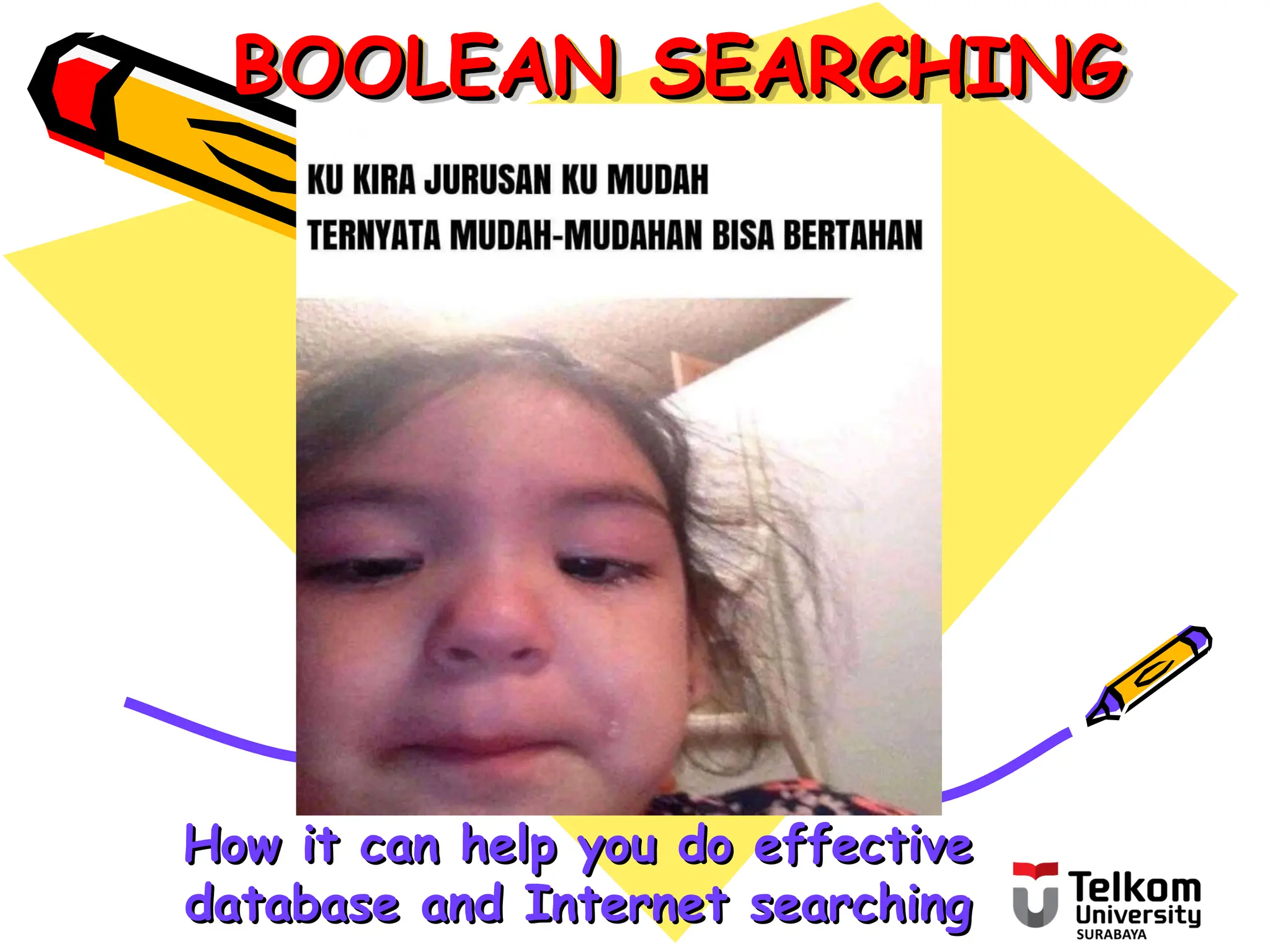 BOOLEAN SEARCHING
BOOLEAN SEARCHING
How it can help you do effective
How it can help you do effective
database and Internet searching
database and Internet searching
 