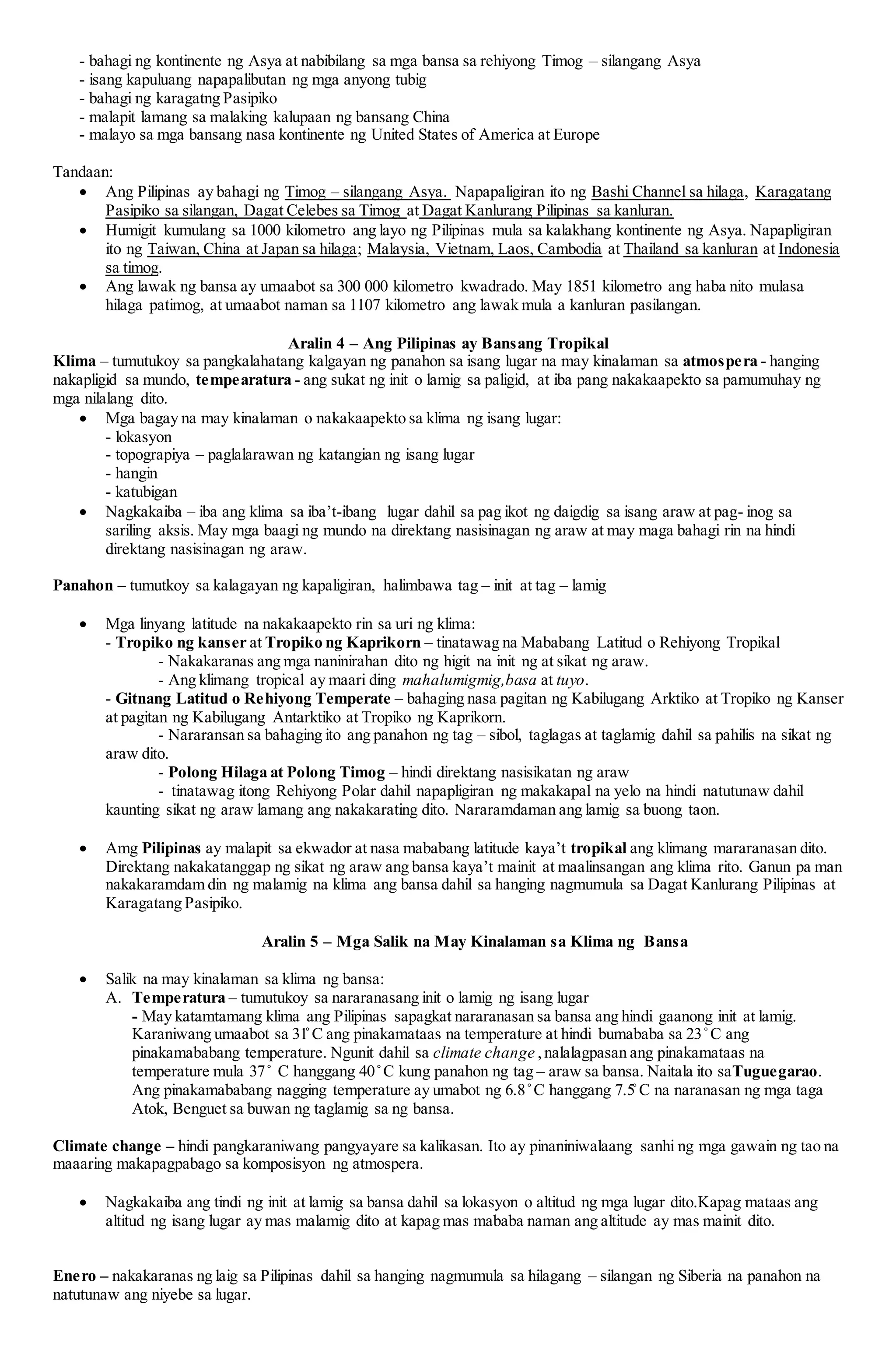 Lecture reviewer in ap4 aralin 1 -14 | DOCX