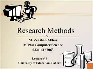 M. Zeeshan Akbar M.Phil Computer Science 0321-4167063 Lecture # 1 University of Education, Lahore 