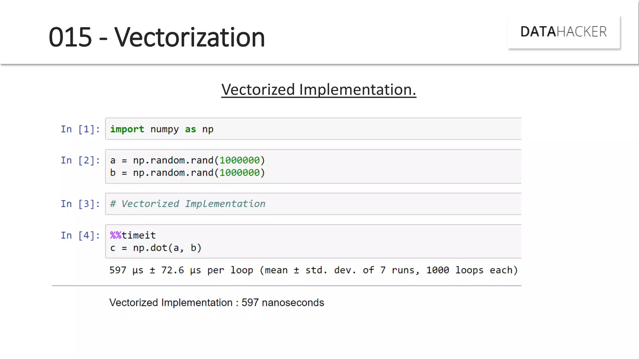 015 - Vectorization
Vectorized Implementation.
 