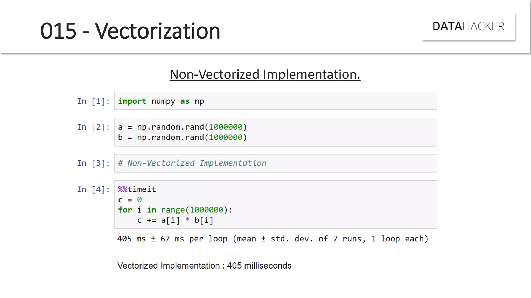 015 - Vectorization
Non-Vectorized Implementation.
 