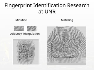 Fingerprint Identification Research
at UNR
Minutiae Matching
Delaunay Triangulation
 