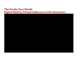 The Freaky New World:
Digital Models/Virtual Influencers/CGI Characters
 