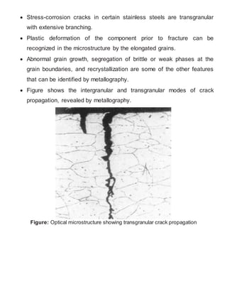 Fracture Mechanics & Failure Analysis:Lectures Fractrography | DOCX