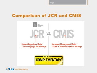Page:




Comparison of JCR and CMIS




 www.iks-project.eu
 