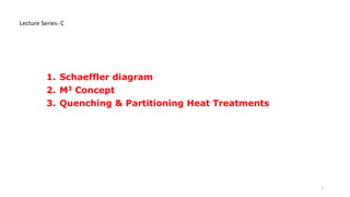 1. Schaeffler diagram
2. M3 Concept
3. Quenching & Partitioning Heat Treatments
1
Lecture Series- C
 