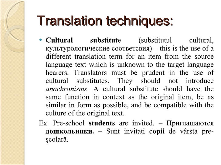 Translation Techniques from English into Romanian and Russin