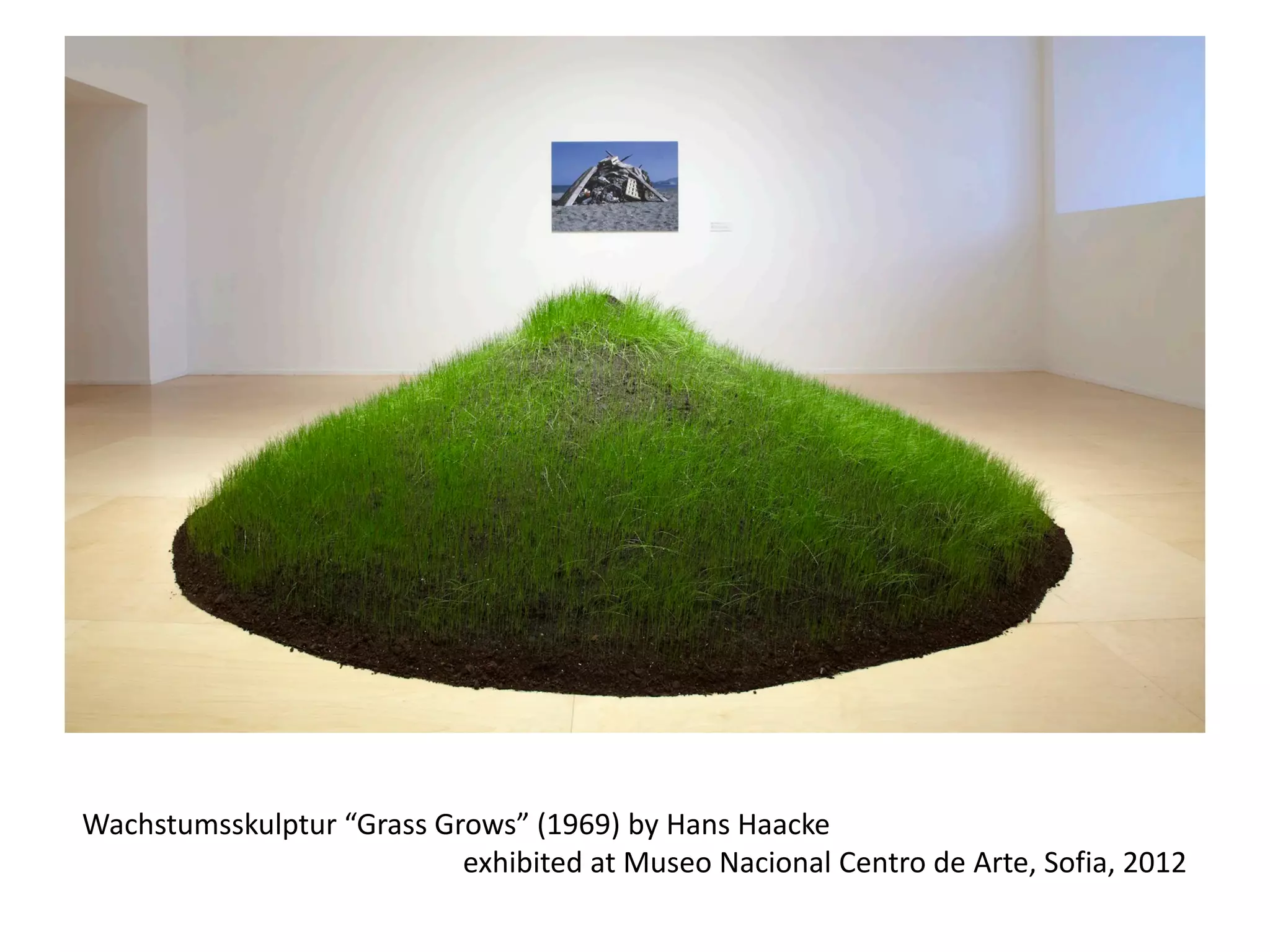 Wachstumsskulptur “Grass Grows” (1969) by Hans Haacke
exhibited at Museo Nacional Centro de Arte, Sofia, 2012
 
