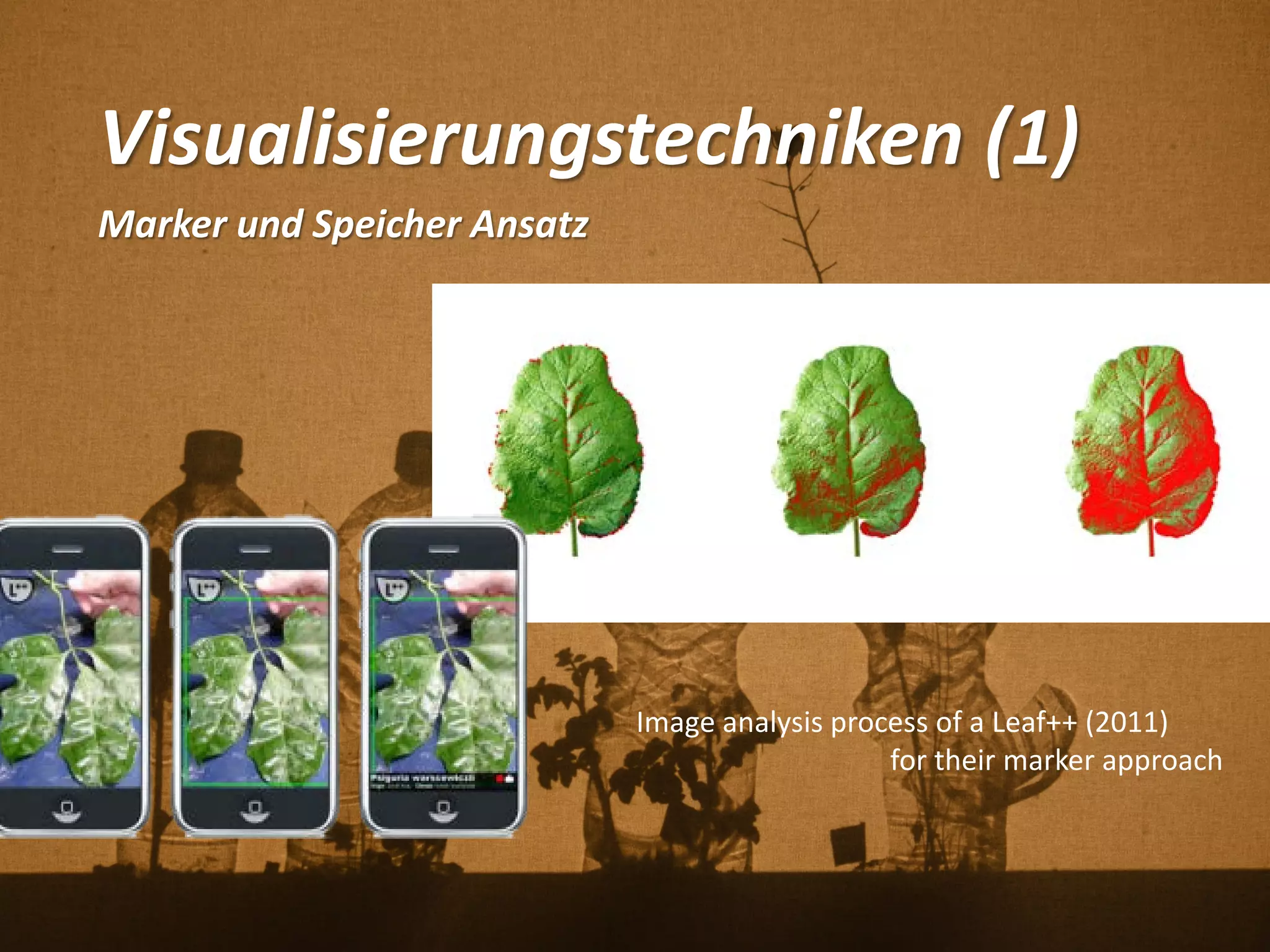 Visualisierungstechniken (1)
Marker und Speicher Ansatz
Image analysis process of a Leaf++ (2011)
for their marker approach
 