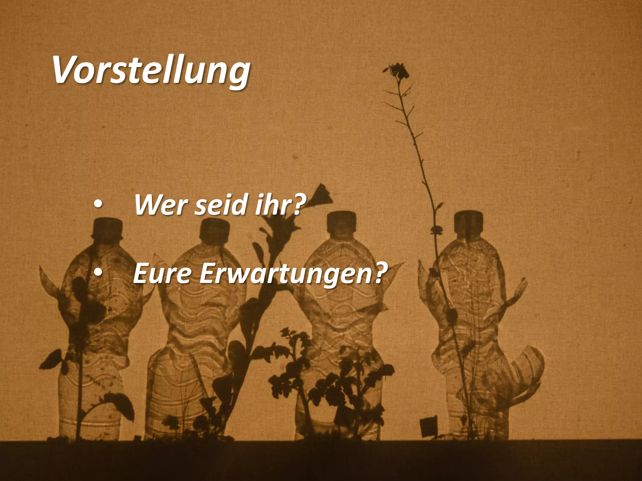Vorstellung
• Wer seid ihr?
• Eure Erwartungen?
 