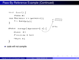 Pass-By-Reference Example (Continued)
code will not compile
Copyright c 2015, 2016 Michael D. Adams C++ Version: 2016-01-18 151
 