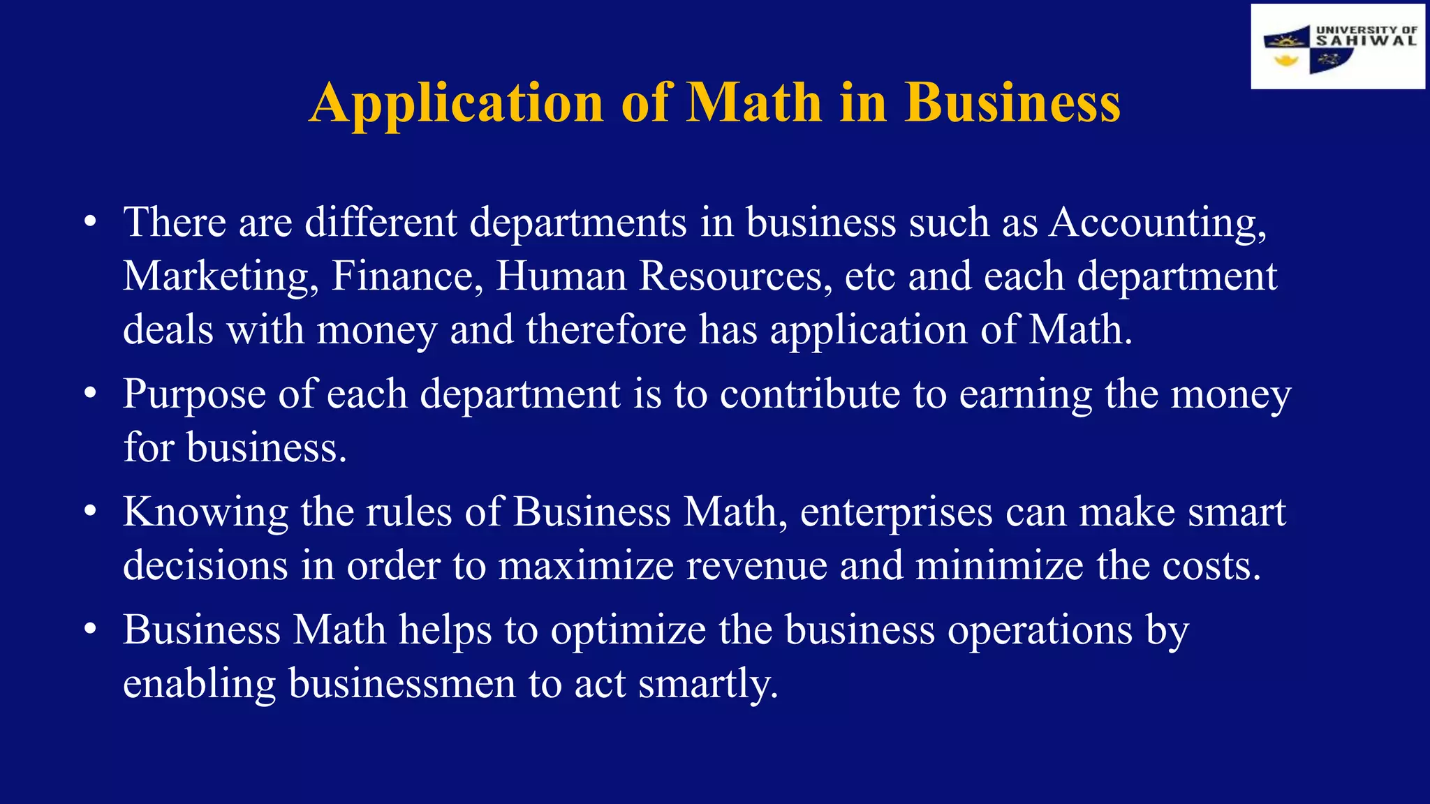 Overview of Business Math | PPTX