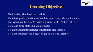 Overview of Business Math | PPTX