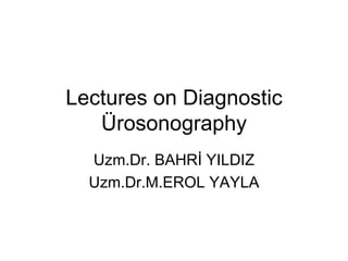 Lectures on Diagnostic Ürosonography Uzm.Dr. BAHRİ YILDIZ Uzm.Dr.M.EROL YAYLA 