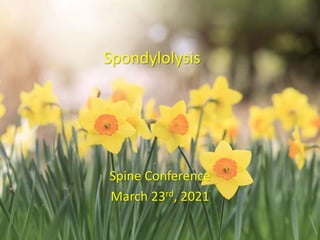 Spondylolysis
Spine Conference
March 23rd, 2021
 