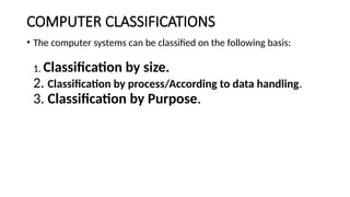 Total Computer System Classification Comprehensive Overview of Computer Components, Classifications, and ...