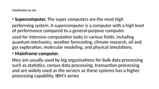 Comprehensive Overview of Computer Components, Classifications, and ...