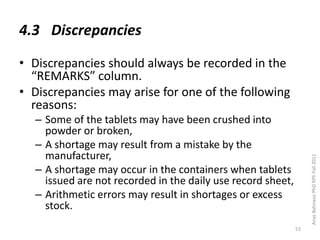 Column Discrepancy Hospital Pharmacy: Lecture two | PDF