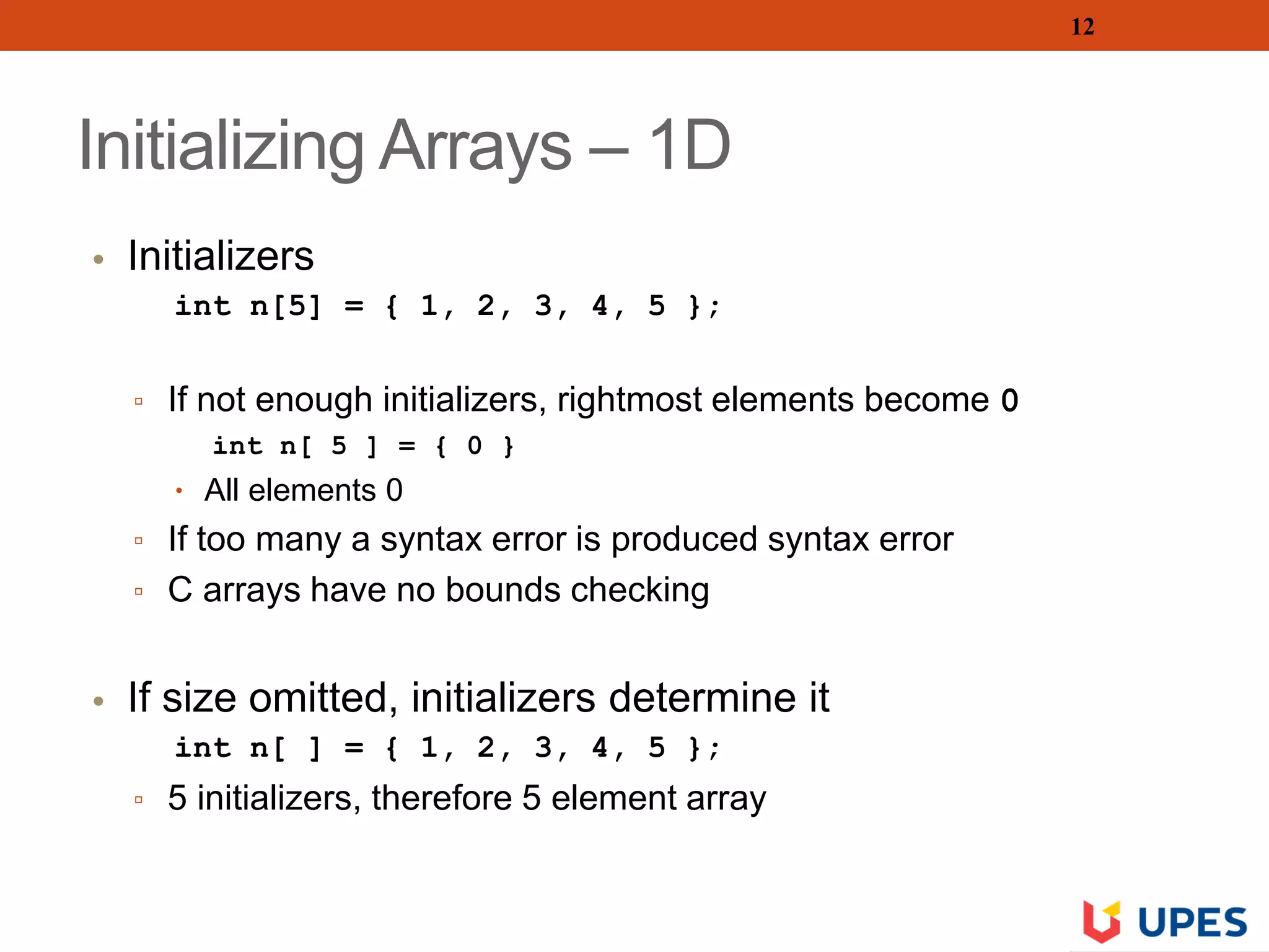 CSEG1001Unit 3 Arrays and Strings | PPT