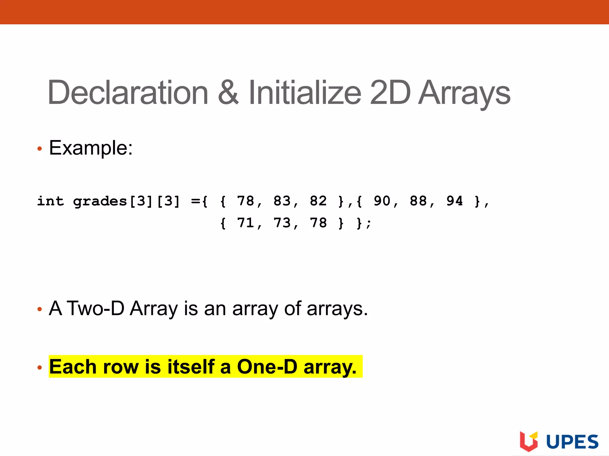 CSEG1001Unit 3 Arrays and Strings | PPT