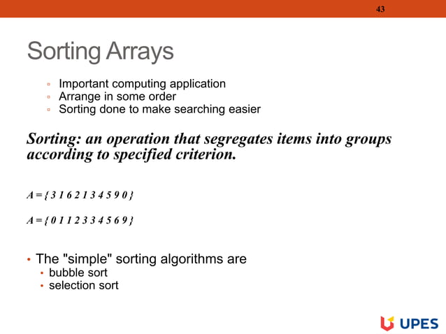 CSEG1001Unit 3 Arrays and Strings | PPT