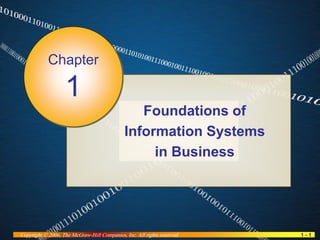 1 - 1Copyright © 2006, The McGraw-Hill Companies, Inc. All rights reserved.
Foundations of
Information Systems
in Business
Chapter
1
 