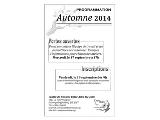 Programmation – Automne 2014