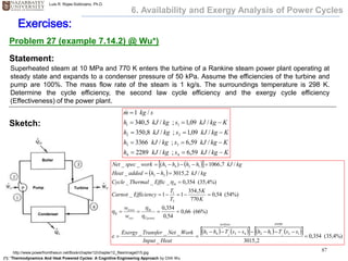 Simple Exergy Problem Energy and Exergy Analyses of Power Cycles | PDF