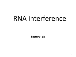 RNA interference
1
Lecture- 38
 