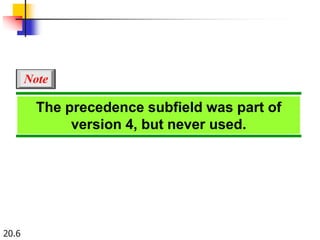 20.6
The precedence subfield was part of
version 4, but never used.
Note
 