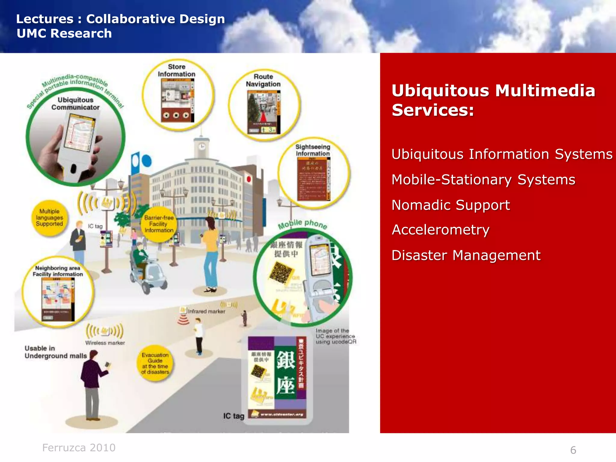 Ubiquitous MultimediaServices:Ubiquitous Information SystemsMobile-Stationary SystemsNomadic SupportAccelerometryDisaster Management)
