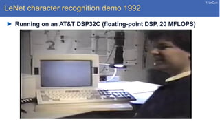 Y. LeCun
LeNet character recognition demo 1992
Running on an AT&T DSP32C (floating-point DSP, 20 MFLOPS)
 