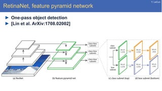 Y. LeCun
RetinaNet, feature pyramid network
One-pass object detection
[Lin et al. ArXiv:1708.02002]
 