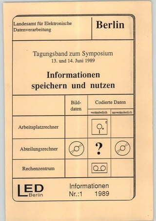 [DE] Optimierte Archivierung als Basis für die Informationsverarbeitung der Zukunft | Dr. Ulrich Kampffmeyer | Symposion LED Berlin | 1989