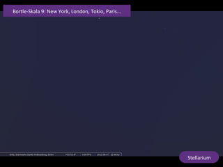Stellarium	
  
Bortle-­‐Skala	
  9:	
  New	
  York,	
  London,	
  Tokio,	
  Paris...	
  
 