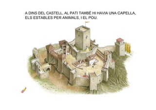 A DINS DEL CASTELL, AL PATI TAMBÉ HI HAVIA UNA CAPELLA, 
ELS ESTABLES PER ANIMALS, I EL POU. 
 