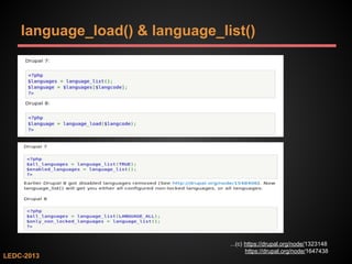 language_load() & language_list()

LEDC-2013

...(c) https://drupal.org/node/1323148
https://drupal.org/node/1647438

 