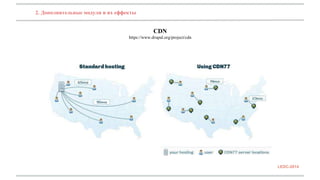 2. Дополнительные модули и их еффекты 
CDN 
https://www.drupal.org/project/cdn 
LEDC-2014 
 